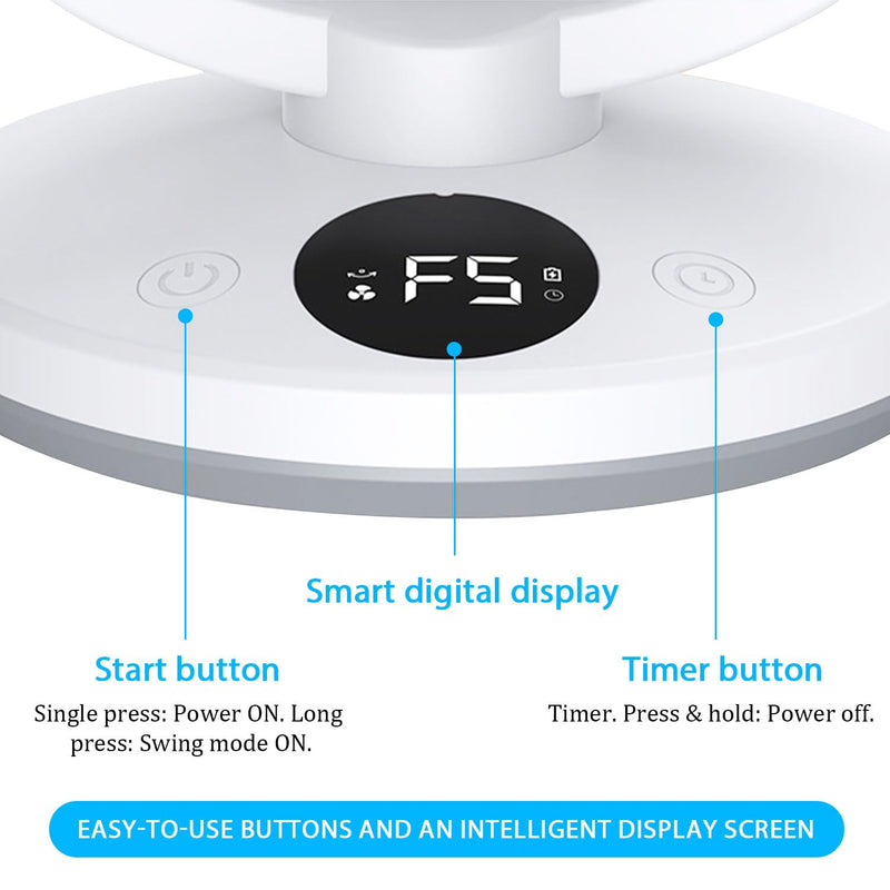 Desk fan for Bedroom, Desk Air Circulator Fan, Air outlet diameter 5.51 in，60ft Powerful Airflow,115° Vertical Manual,Sweeps 90°，Can be hung，5 Speeds,0-12H Timer, with Remote, Quiet Fan, Home (white) white
