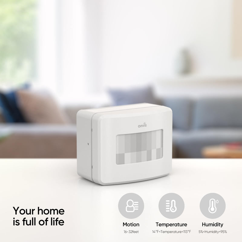 Onvis Smart Motion Sensor, Wireless Hygrometer, Thermometer, Works with Apple HomeKit, Smart Home Automation, PIR Motion Detector-Thread ((iOS 17.4 and Above is Required) white