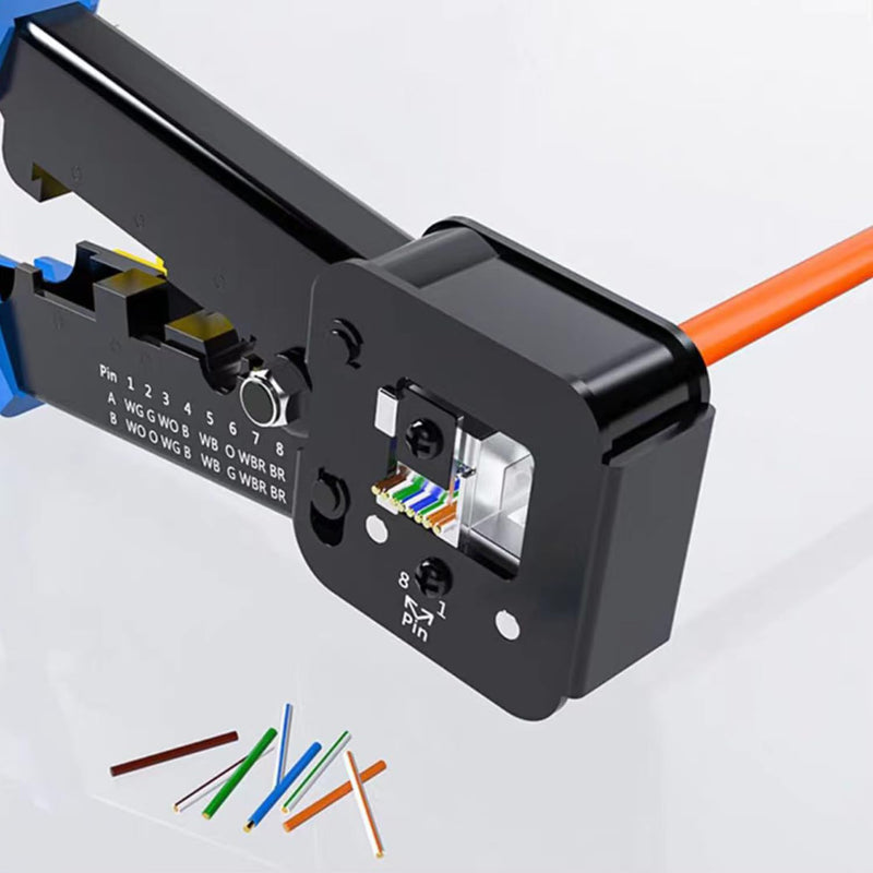Pass Through RJ45 Crimp Tool, Ratcheting Ethernet Crimping Tool Kit, Ethernet Crimper for RJ45 Pass Through Connector and RJ11/RJ12 connectors Ratcheting RJ45 Crimp Tool