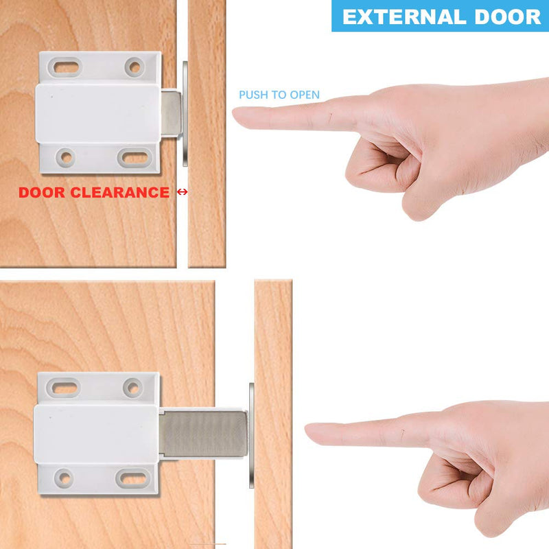 10 Pack Magnetic Push Latch Catch Push to Open Latch Pressure Touch Release Cabinet Catch for Doors Drawers Release Latch Kitchen Drawer Push Catch Pop Out Latch (White) White