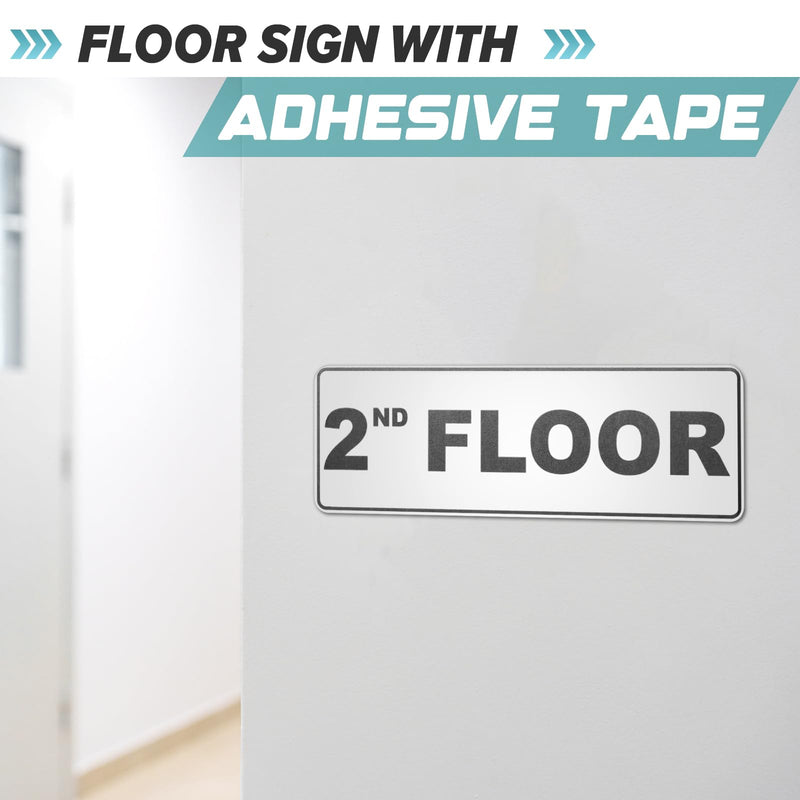 Blulu 2nd Floor Sign with Double Sided Tape Stainless Steel Floor Number Sign for Door 2.76 in x 7.87 in Durable Metal