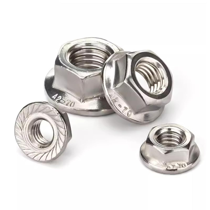 M10 Flange Nuts, 304 Stainless Steel M10-1.5 Serrated Flange Hex Lock Nuts, 10Pcs-Pack