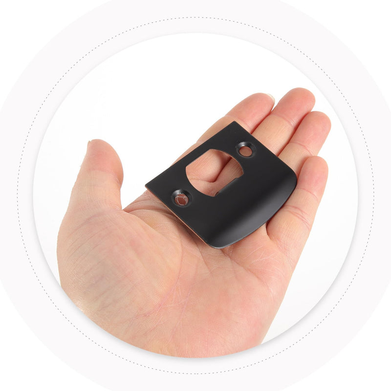TEHAUX Door Strike Plate Deadbolt Strike Plate 2.16 X 1.77 in Door Reinforcement with Rounded Edges for Lock Alignment Security Replacement 4 Pack 5.5x4.5cm Black