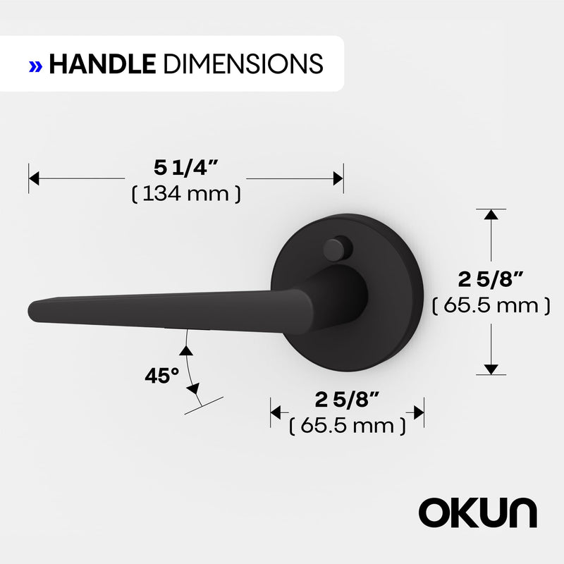 Okun Halo 1-Pack Matte Black Privacy Door Levers – Push Button Lock, Reversible, Sleek Concealed-Mount Design for Bedroom & Bathroom 1 Pack