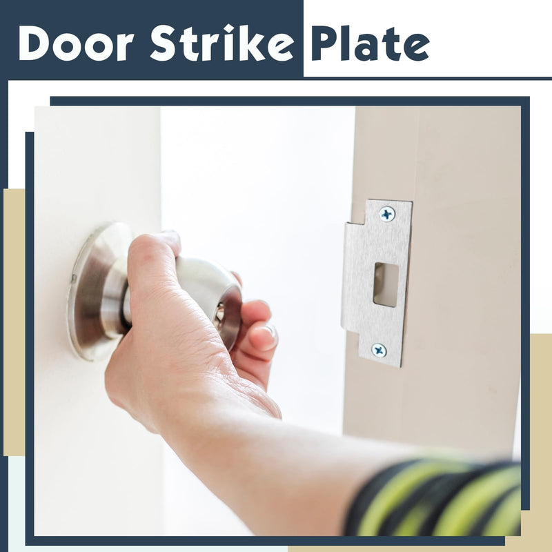 Tandefio 8 Pcs 4 7/8 Inch x 3 3/8 Inch x 1 1/4 Inch Deadbolt Strike Plate Stainless Iron Door Strike Plate Door Reinforcement Plate Door Backplate with Screws for Heavy Duty Residential Use