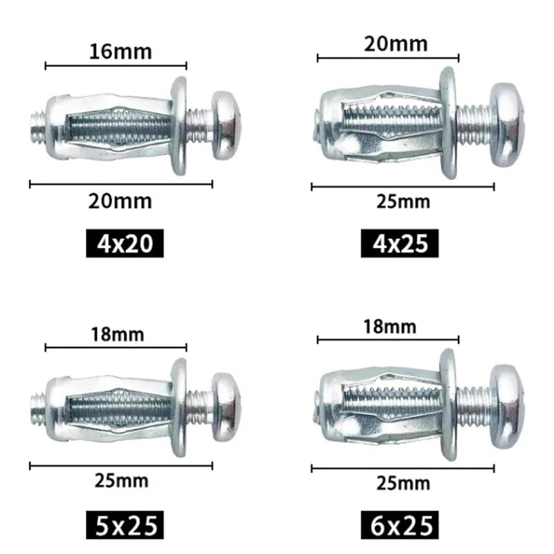 80 PCS Expansion Screw Petal Nut, M4-20, M4-25, M5-25, M6-25 Petal Shape Metal Nut, Jack Nuts with Screws for Installation License Plates, Hollow Wall Iron Skin Line, Billboards (Assortment) (80PCS) 80PCS