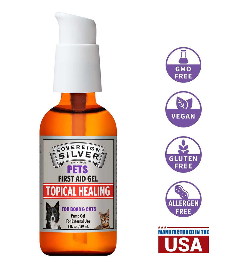 Sovereign Silver First Aid Gel for Pets - Topical Healing for Dogs and Cats, 2oz Pump Gel 2 Oz (Pack of 1) - PawsPlanet Australia