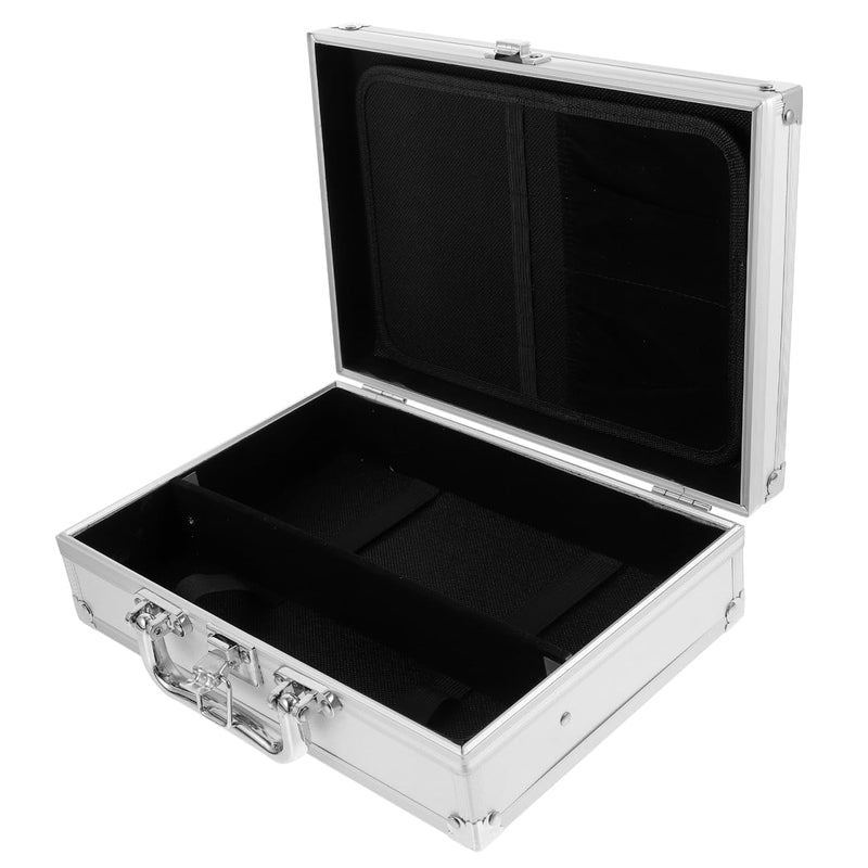 Gatuida Aluminum Storage Box Briefcase Style Tool Case with Lock Clasp Handheld Metal Case for Tools Cosmetics Instruments Travel Work 10.43 X 7.28 X 3.14 in