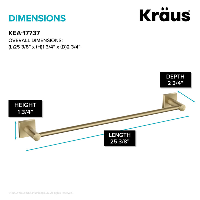 KRAUS Ventus 24-inch Bathroom Towel Bar, Brushed Gold Finish, KEA-17737BG