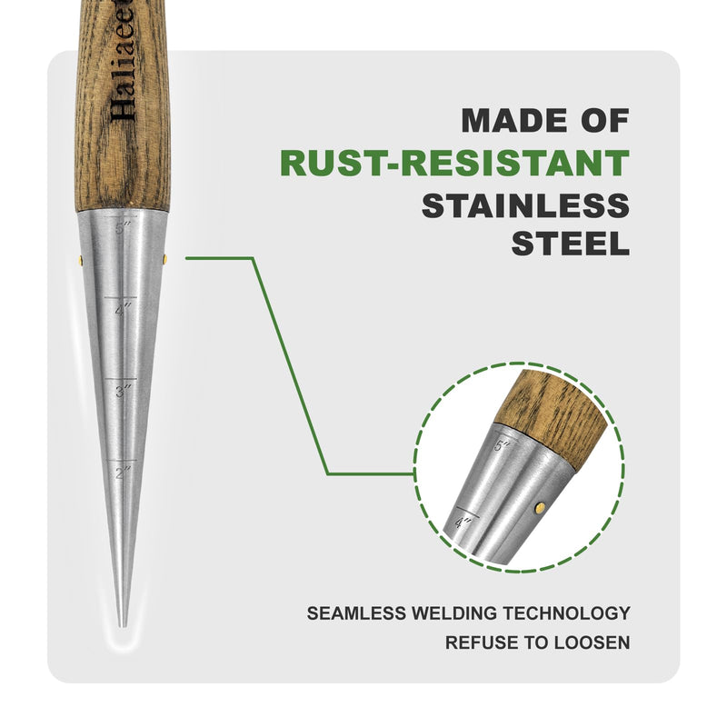 2024 New Upgrade Hand Dibber with 5 inches Measuring Scale, Easy to Grip L-Shaped Wood Handle Dibbler, Stamped Stainless Steel Tip Seed Dibber, 11.3'' Dibber for Sowing Seeds and Planting Seedlings