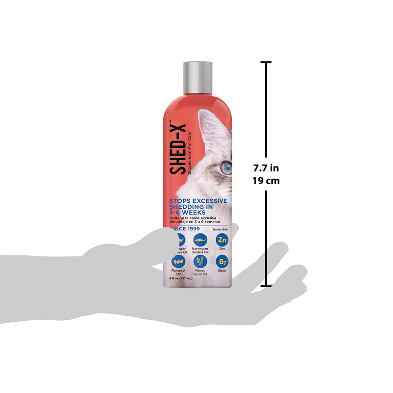 Shed-X Liquid Daily Supplement for Cats, 8 oz – 100% Natural – Eliminates Excessive Cat Shedding with Daily Supplement of Essential Fatty Acids, Vitamins and Minerals - PawsPlanet Australia