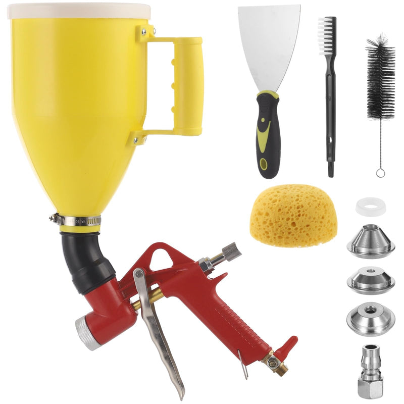 Pneumatic Texture Sprayer Hopper, 0.8 Gal, 3 Nozzles, Bent Tube for Walls
