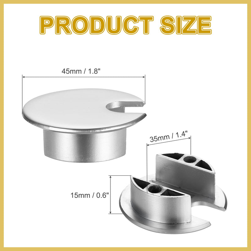 MECCANIXITY Desk Grommet 1.4 Inch, Zinc Alloy Round Desk Hole Cover Wire Cable Cord Organizer for Home Office Computer Table Cables, 35mm, Dark Silver