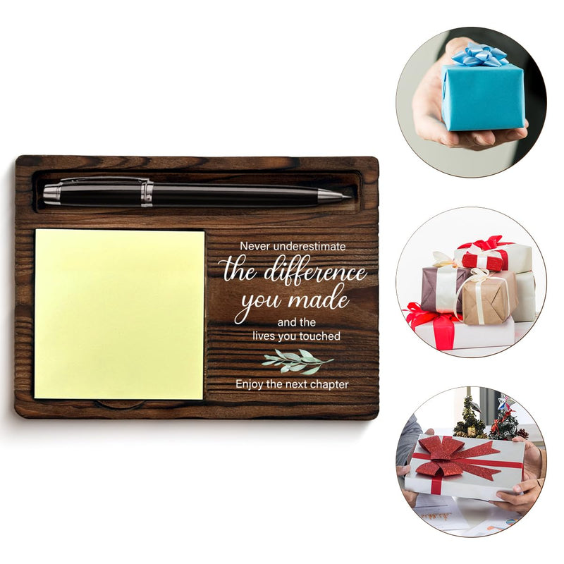 Retirement Gifts for Men Women, Retired Leaving Farewell Goodbye Gifts for Coworker Boss Leader Teacher, Never Underestimate The Difference You Made Sticky Note Holder for Desk