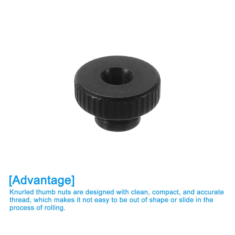 uxcell Knurled Thumb Nuts, 12Pcs M3 Carbon Steel Nut High Head Through Hole for 3D Printer Part, Black 12