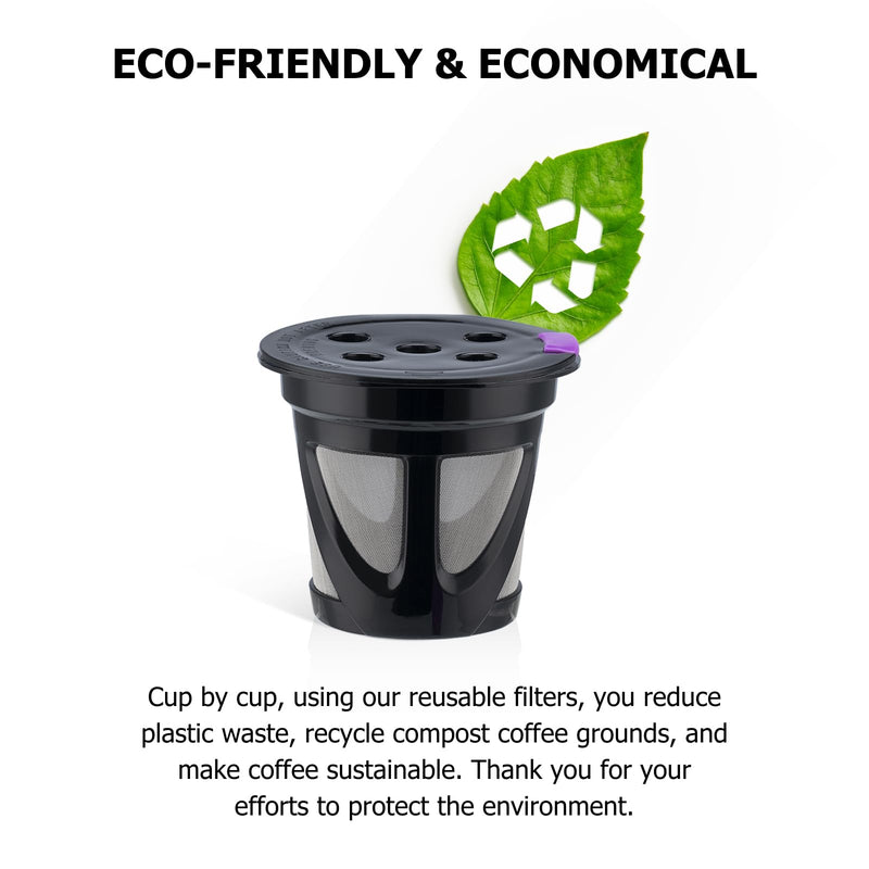 Reusable K Cups for Keurig, 2-Pack Universal K CUP Refillable Coffee Pods with 5 Holes, Designed for Keurig K Supreme, K Slim, K-Duo Gen2, K-Brew Chill with MultiStream Technology Black - 2 Pack