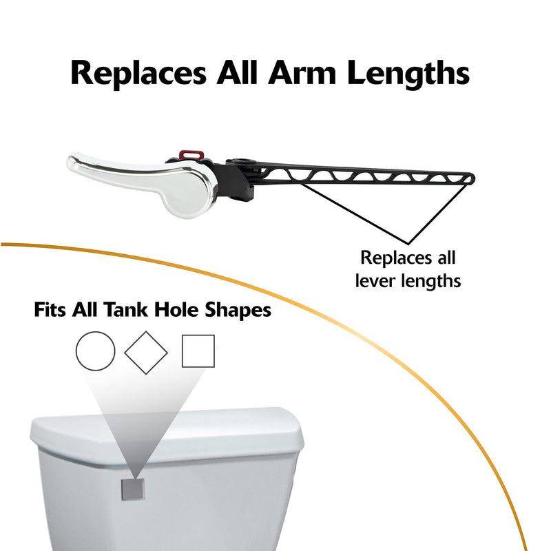 Korky Toilet Handle, Chrome - Metal Handle - Tank Lever Replacement - Universal to Fit Front, Angled, Side, Left Mount Toilet - 6055BP Canister Style