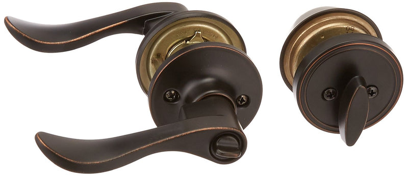 J-Series by Schlage Single Cylinder Deadbolt and Keyed Entry Seville Lever with Standard Trim, Aged Bronze, JC60 V SEV 716 Pack of 1