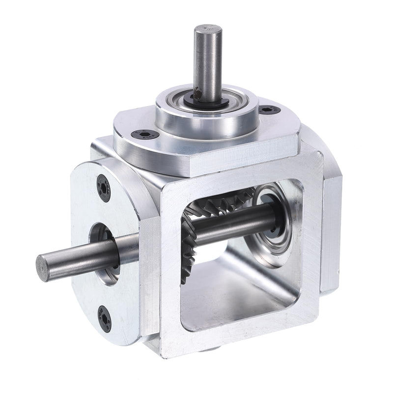 uxcell Gear Box 90 Degree Right Angle Bevel Gearbox 1:1 Single Output Shaft 1 Module 20 Teeth Bevel Gear Aluminum Frame Simple Mechanical DIY Module with 6mm Shaft