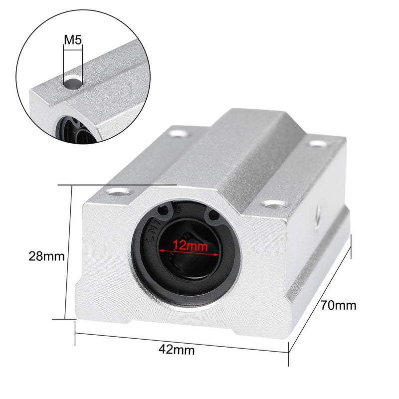 uxcell SCS12LUU Linear Ball Bearing Slide Block Units Extra Long, 12mm Bore Dia (Pack of 2)