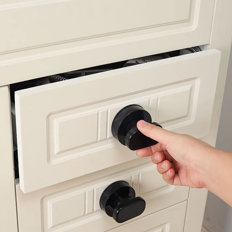 Renyqatt Small Handle for Glass Door and Window, Suction Cup Handles for Sliding Doors, Non-Marking Drawer Grab Bars Cabinet Pulls, Bathroom and Toilet Lid Handle (Black) Black