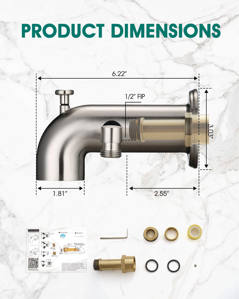 Tub Spout with Diverter, Bathtub Spout for Hand Shower,Brushed Nickel Without Handheld Brushed Nickel