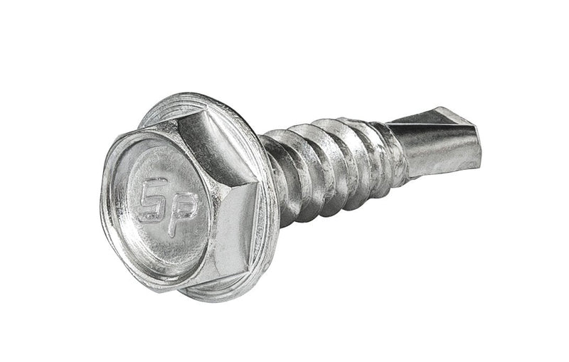 #10 x 3/4'' Hex Washer Head Self-Drilling Tek Screw Zinc Plated Steel for Attaches Sheet Metal Steel or Steel to Metal - Box of 100 3/4" Long