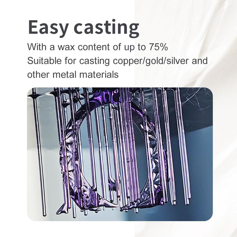 Antinsky Castable Jewellery Resin for DLP LCD UV-Curing 395-405nm Resin 3D Printer High Wax 75% Easy to Print Use and Burn High Resolution Making Jewelries and Metal Parts Purple 500G