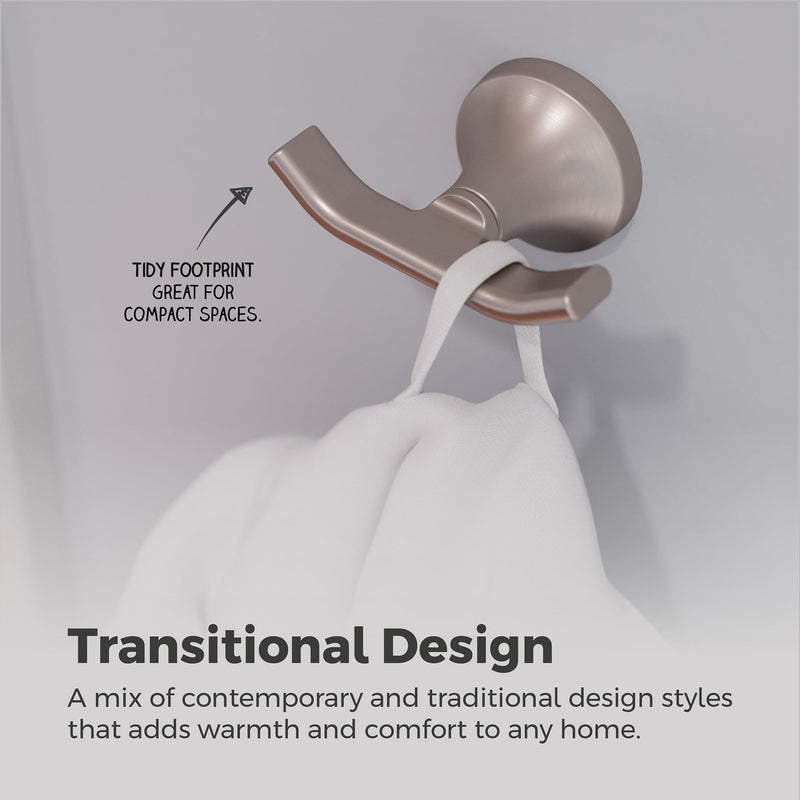 Pfister Vedra Towel Hook, Bathroom Towel & Robe Hook, Wall-Mounted, Screw-in, Spot Defense Brushed Nickel Finish, BRHVED0GS