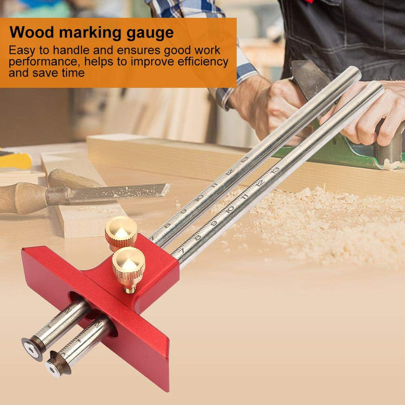 Wood marking gauge, Stainless Steel Woodworking Double Head Scriber Ruler Marking Gauge Wood Scribe Tool Carpentry For Carpenter