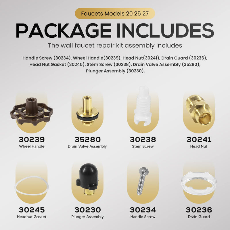RK-25 Repair Kit For Woodford Model 20 25 27 Repair Kit Outdoor Wall Faucet Repair Kit with Handle
