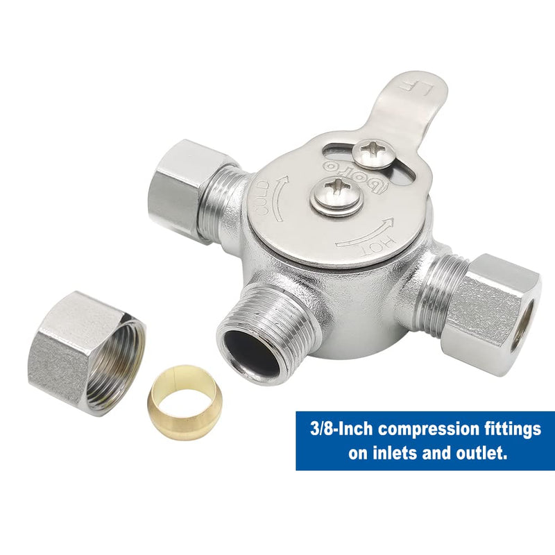 HYDRO MASTER Mechanical Water Mixing Valve, 3/8" Compression Fittings on inlets and Outlet