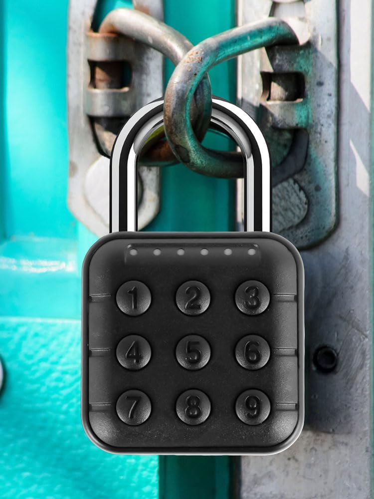 Combination Lock, 6 Digit Password Locker Lock, Aluminum Alloy Code Digital Padlock, Push Button Security Safe Padlock, Combination Padlock for Gym and School Lockers(black) Black