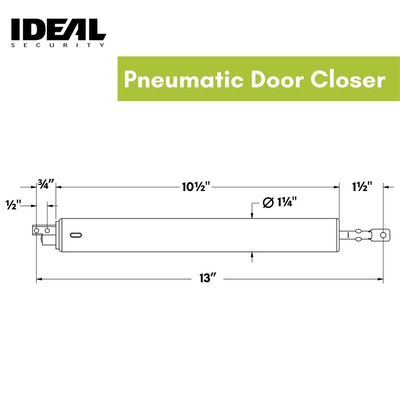 Ideal Security SK9 Standard Pneumatic Storm and Screen Door Closer, 10.5”, Brown