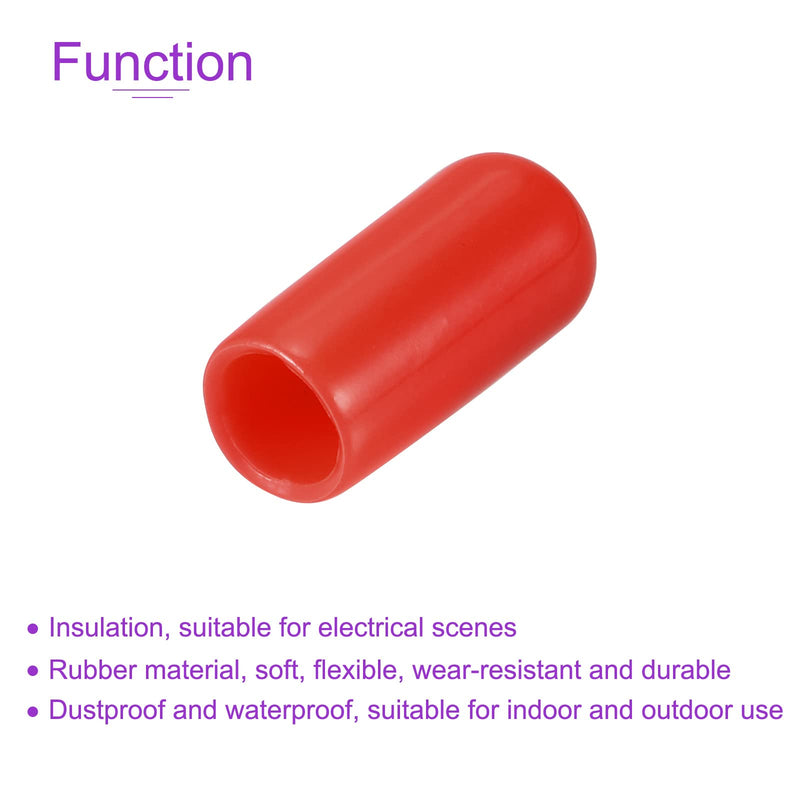 DMiotech 80 Pack 1/4"(6mm) ID Red Screw Thread Protectors Rubber End Caps Bolt Covers for Screw Bolt Furniture Pipe 1/4"