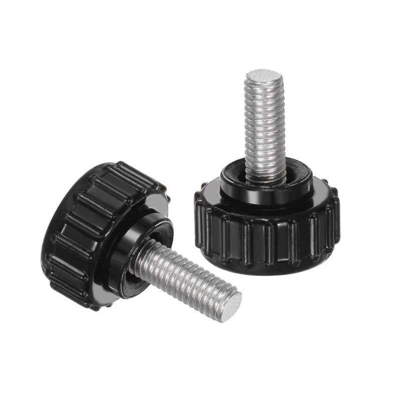 uxcell 8pcs Knurled Clamping Knobs M5 x 16mm Metric 304 Stainless Steel Male Thread Thumb Screw on Type 18mm Plastic Round Head Threaded Hand Bolt Stud Knobs Black M5 x 16mm x 18mm