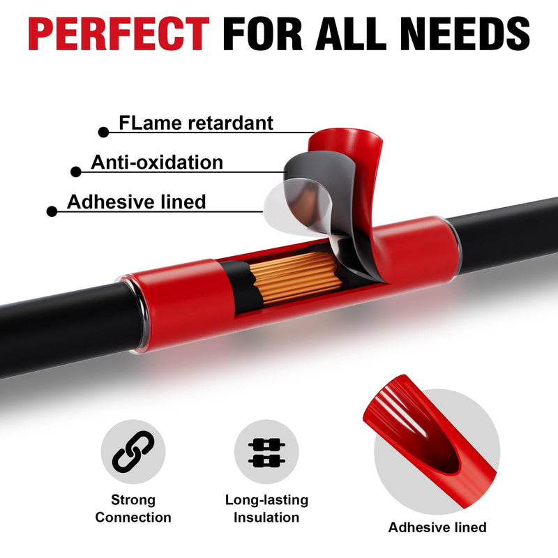Sanuke Heat Shrink Tubing Kit 3:1 Ratio - Super Strong Adhesive Lined, Marine Grade Shrink Wrap - Industrial Heat Shrink Tubing - Red 120 PCS Red - 7 Sizes