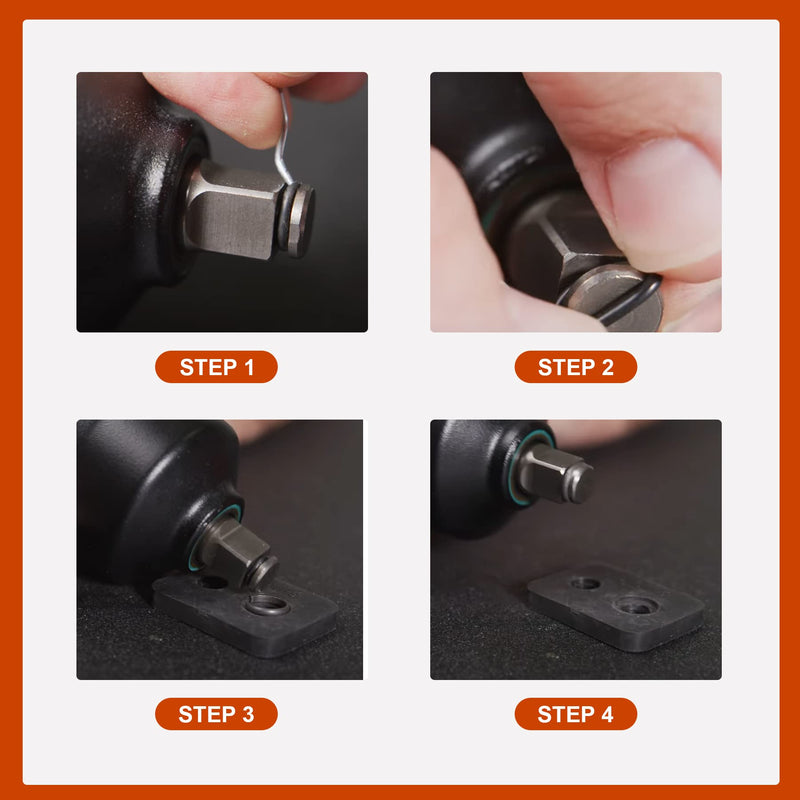 1/2" and 3/8" Impact Retaining Socket Clip with O-Ring, Including Anvil Retaining Ring Install Tool for Electric/Pneumatic Wrench（6/Pack）