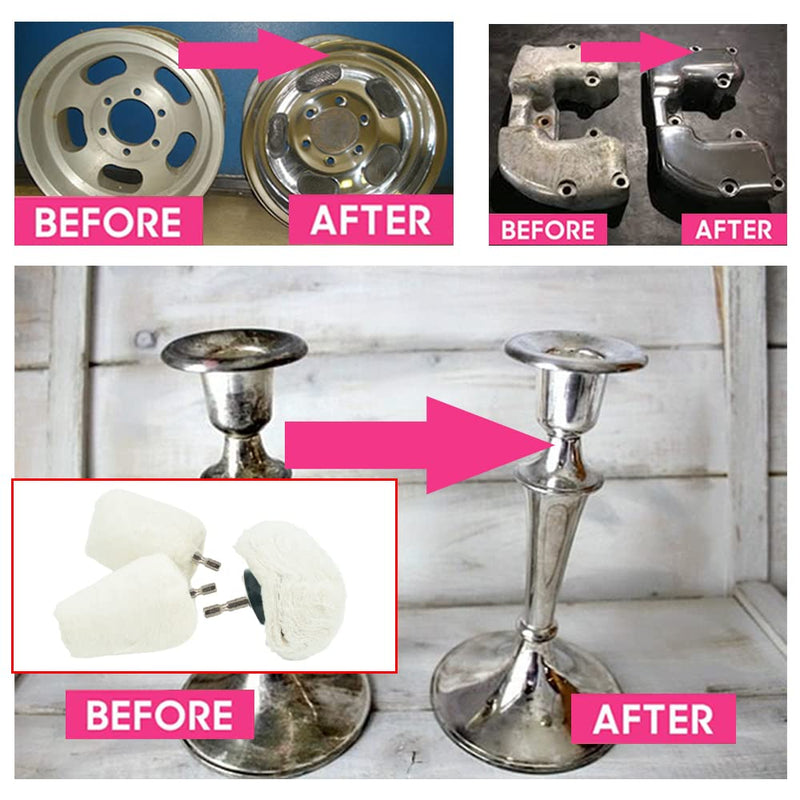 Aluminum Polishing Wheel for Drill Chrome Rim Manifold Polishing Kit 3" x 1/4" Hex Shank Cone/Mushroom/Column - 3pcs (3)