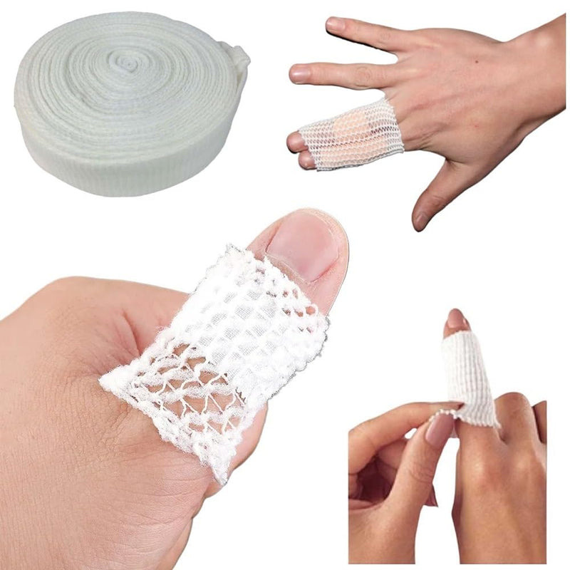 Tubular Bandage Wound Dressing Elastic Mesh Net, Tubular Stretch Elastic Gauze Bandage Retainer for Fingers, Toes, 10 Yards (Size 1) Size 1 for Fingers, Toes