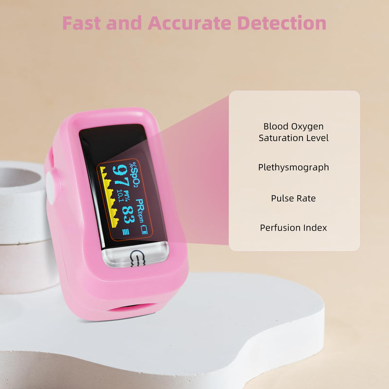 Oximeter, Pulse Oximeter, Oximeter with Lanyard, SpO2 Pulse Rate Blood Oxygen Saturation Monitoring, Fingertip Pulse Oximeter
