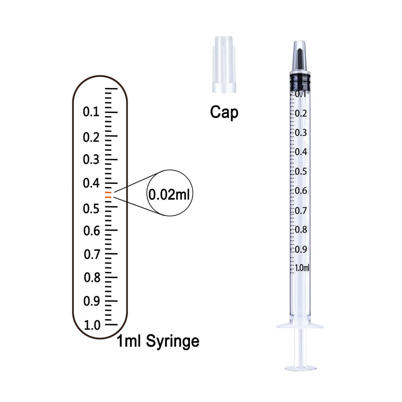30 Pack 1 ml Syringe for Liquid without Needle,Syringe with Cap,Individually Wrapped,for Scientific Labs,Measurement,Dispensing,Oil or Glue Applicato 1ML 30