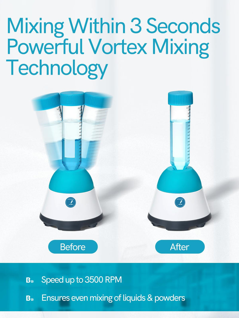 Mini Vortex Mixer, 3500RPM Touch Function Lab Shaker & Paint Mixer | For Acrylic Paint, Nail Polish, Tattoo Ink, Gel Polish, Eyelash Glue & Test Tube, Include 120pcs Stainless Steel Mixing Balls Blue