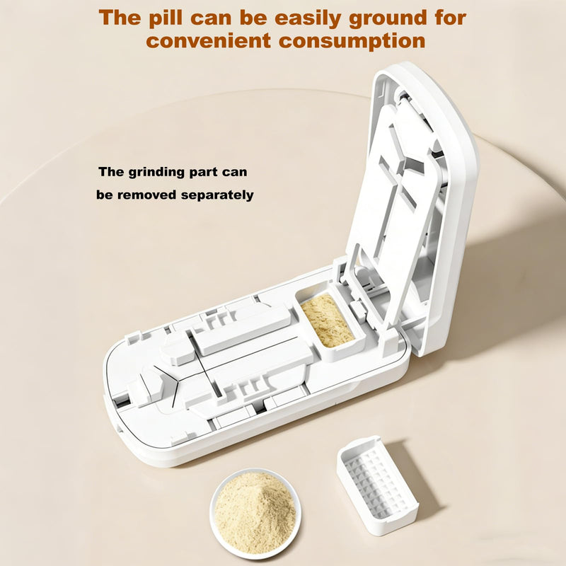 1/4 Pill Cutter for Small Pills, 1/2 1/3 Pill Splitter for Tiny Pills, Easy-Cut Stainless Steel Blade for Tablets, Easy-Grip Portable Pill Crusher with Storage