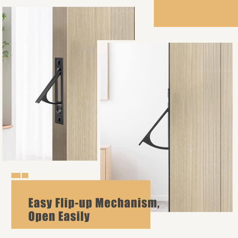 HBL' Pocket Door Hardware Set – 2 Recessed Flush Finger Pulls & 1 Edge Pull, Made of 304 Stainless Steel, Template Included, Black. ‎1 Pack Recessed Pull Handle + Edge Handles
