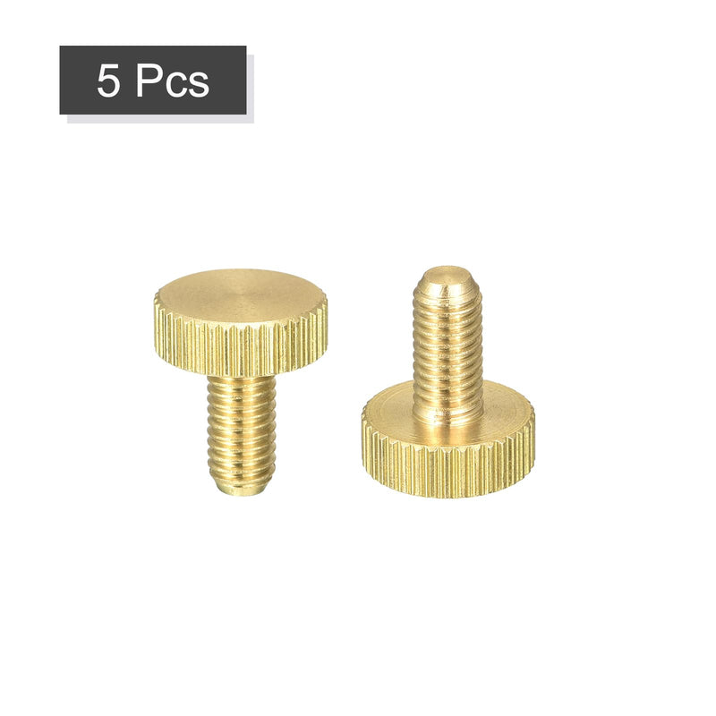 uxcell Knurled Thumb Screws, M5x10mm Flat Brass Bolts Grip Knobs Fasteners for Home, Electronic, Machine 5Pcs