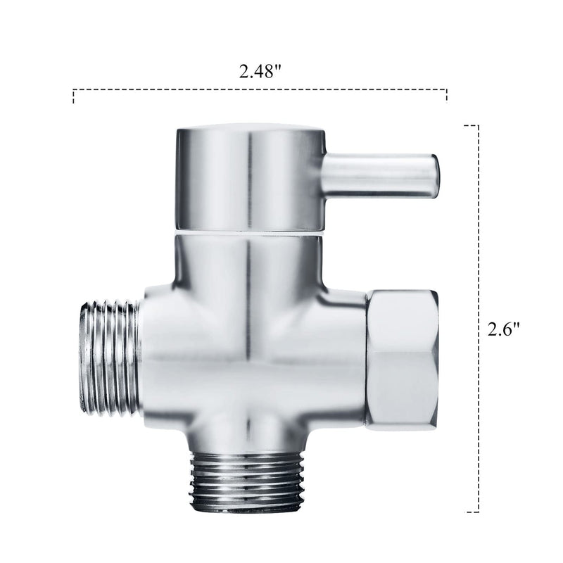 Solid Brass 3-way G1/2 Shower Diverter Chrome Plating