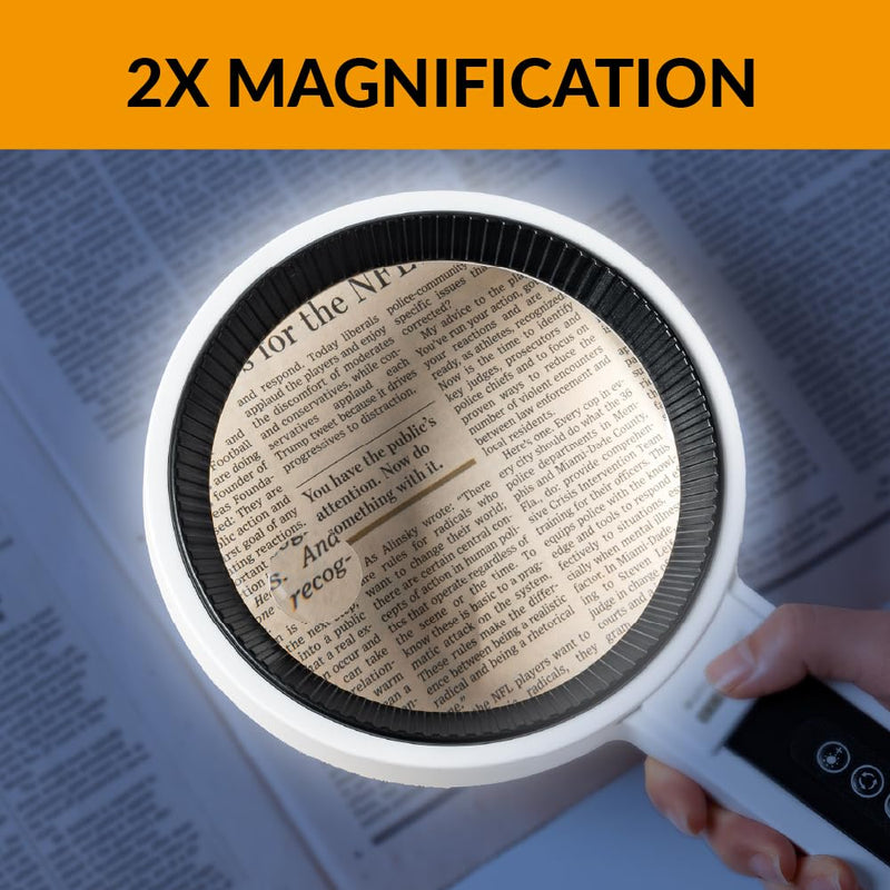 Lighted Magnifier, 2.5X/4.5X Magnifying Glass with 48 LEDs, Adjustable Brightness, 2 Color Modes, Handheld & Desk Stand for Reading, Crafts & Close Work