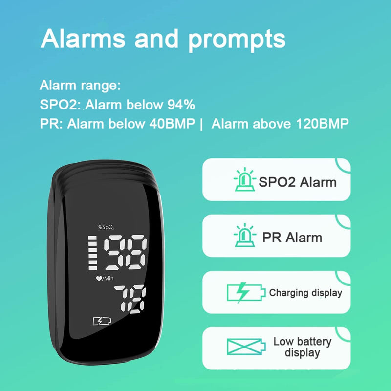 Pulse Oximeter Fingertip, Pulse Oximeter Rechargeable,Pulse Oximeter with Rechargeable, Fingertip Blood Oxygen Saturation Monitor Rechargeable, Accurate Fast SpO2 Reading (Black)