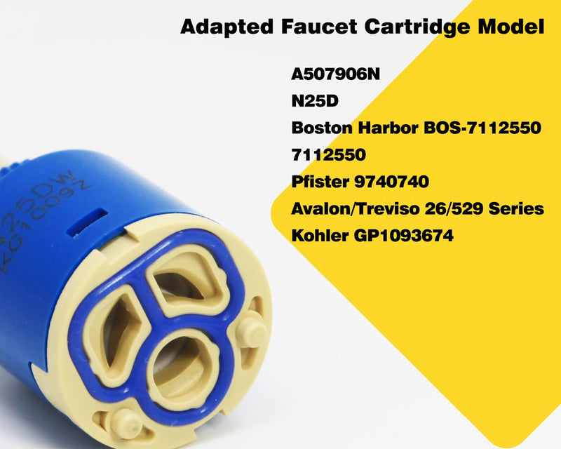 N25DW Faucet Cartridge, Replacement parts for Pfister 974-074 Kohler Kitchen Faucet GP1093674 etc, for Single Handle Faucet Valve Cartridges with 25mm diameter, CUPC Certified, N25DW 1